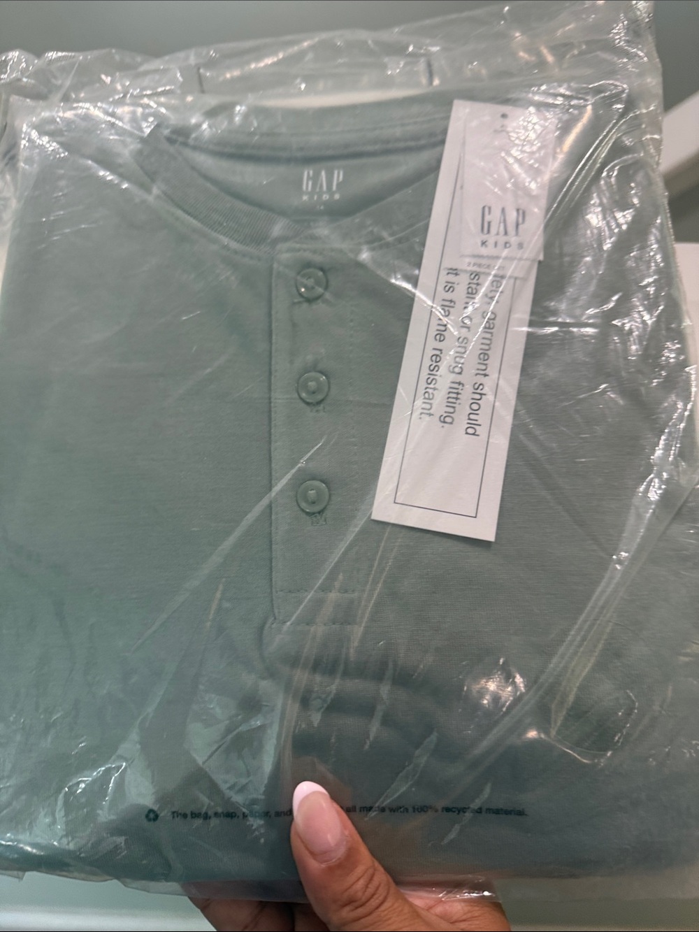 GAP Kids Sage Green Henley Shirt